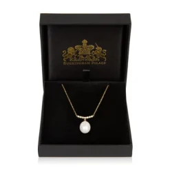 Royal Collection Shop Gold Crescent Pearl Drop Necklace* Necklaces