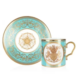 Royal Collection Shop Special Edition Lustre Pink And Green Coffee Cup And Saucer* Cups & Saucers